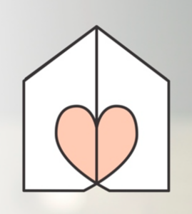 Logo van Samen een Gezin dat eruitziet als een soort hartje in een gesplitst huis.