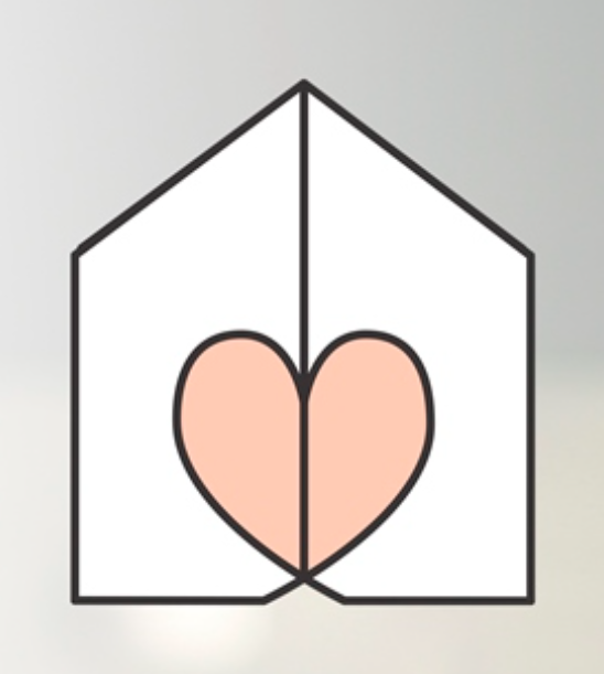 Logo van Samen een Gezin dat eruitziet als een soort hartje in een gesplitst huis.